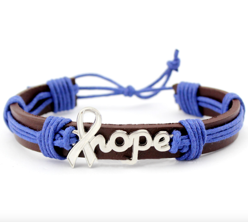 2- COLON CANCER AWARENESS BRACELETS WITH RIBBON/HOPE CHARMS/HEART | eBay