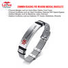 Custom Engraved Medical Alert ID Bracelet - Stainless Steel Adjustable Watch Band Design