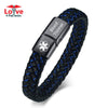 Engraved Medical Alert ID Braided Leather Bracelet with Clasp