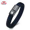 Engraved Medical Alert ID Braided Leather Bracelet with Clasp