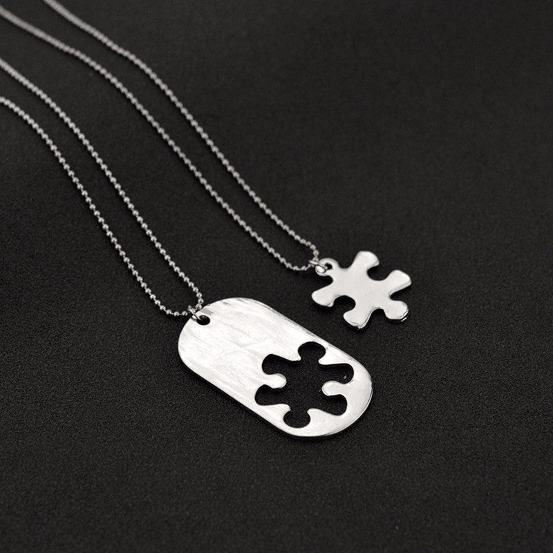 Autism Awareness Necklace Silver Stainless Steel Jigsaw Puzzle Piece Pendant  | eBay