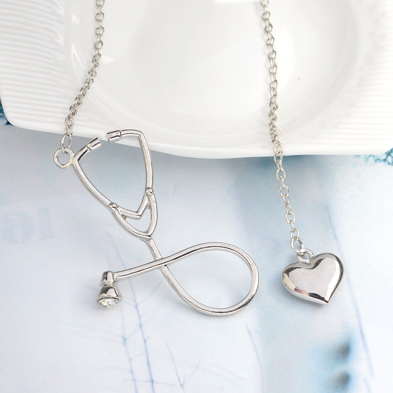 Stethoscope and Heart Pendant Necklace