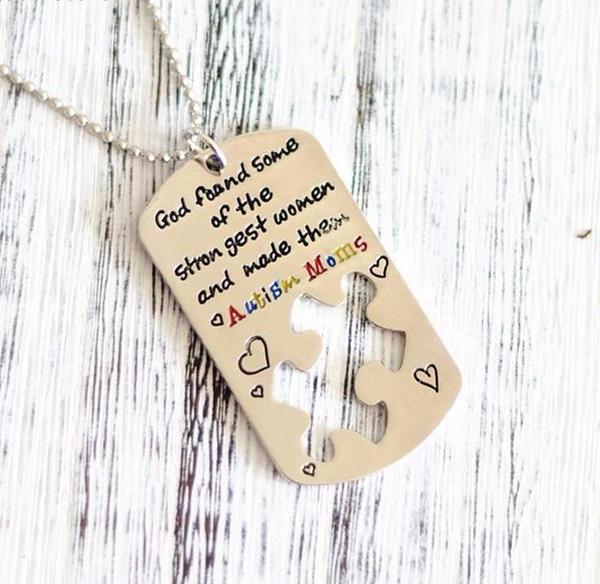 Autism Awareness Pendant military dog tag style for Moms