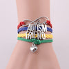 Custom Hand-made Puzzle Piece Autism Family Awareness Hope Leather Bracelet
