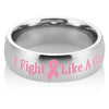 I Fight Like a Girl - Stainless Steel Pink Ribbon Breast Cancer Awareness Ring