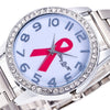 HIV Symbol Stainless Steel Wrist Watch with Rhinestones