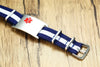 White and Blue Striped Custom Engraved Medical Alert ID Bracelet for Kids