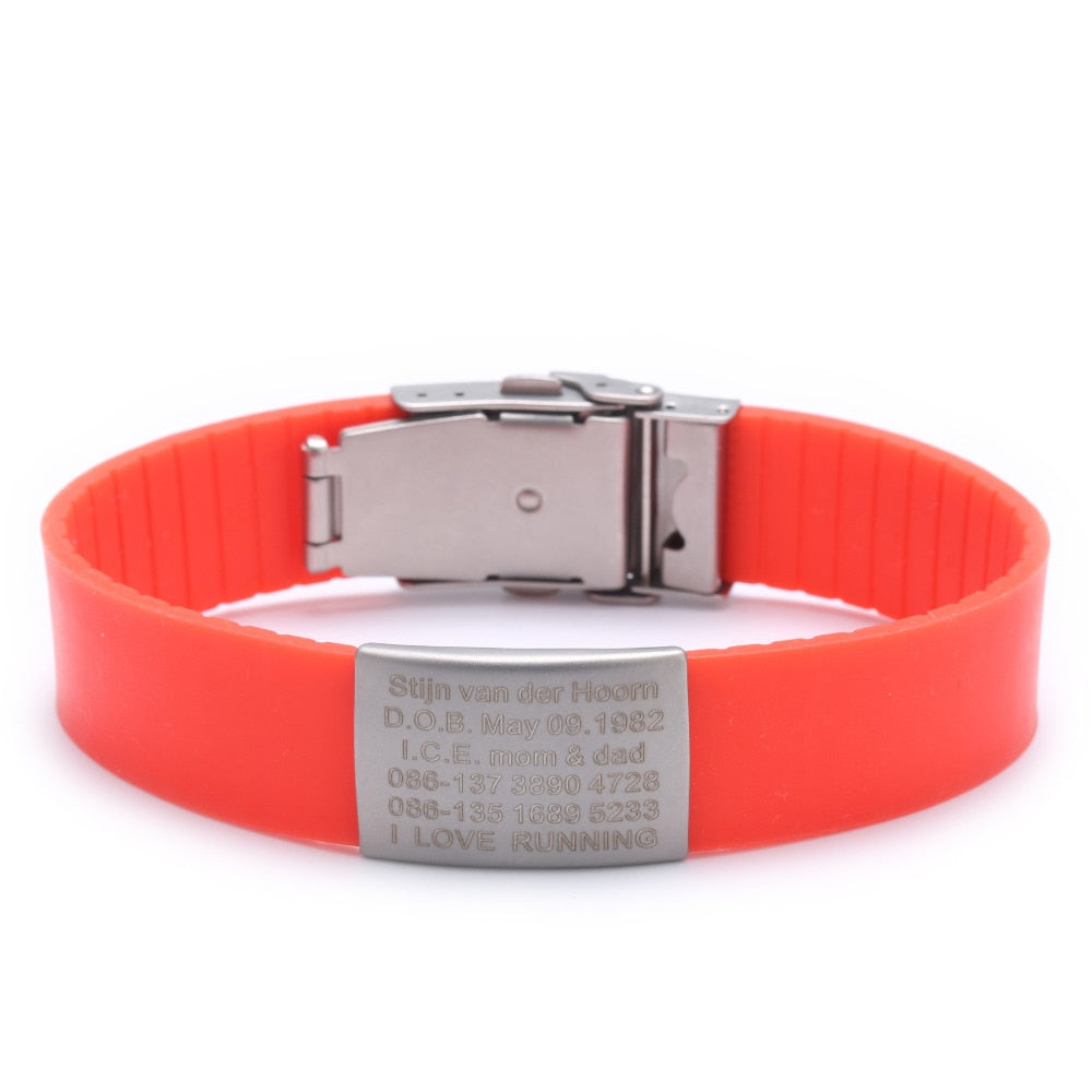 Silicone Custom Engraved Medical Alert ID Bracelet for Kids