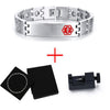 Custom Engraved Medical Alert Identity ID Magnetic Stainless Steel Bracelet Wristband