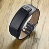 Unisex Black Genuine Leather Custom Engraved Medical Alert ID Bracelet (Wide Tag)